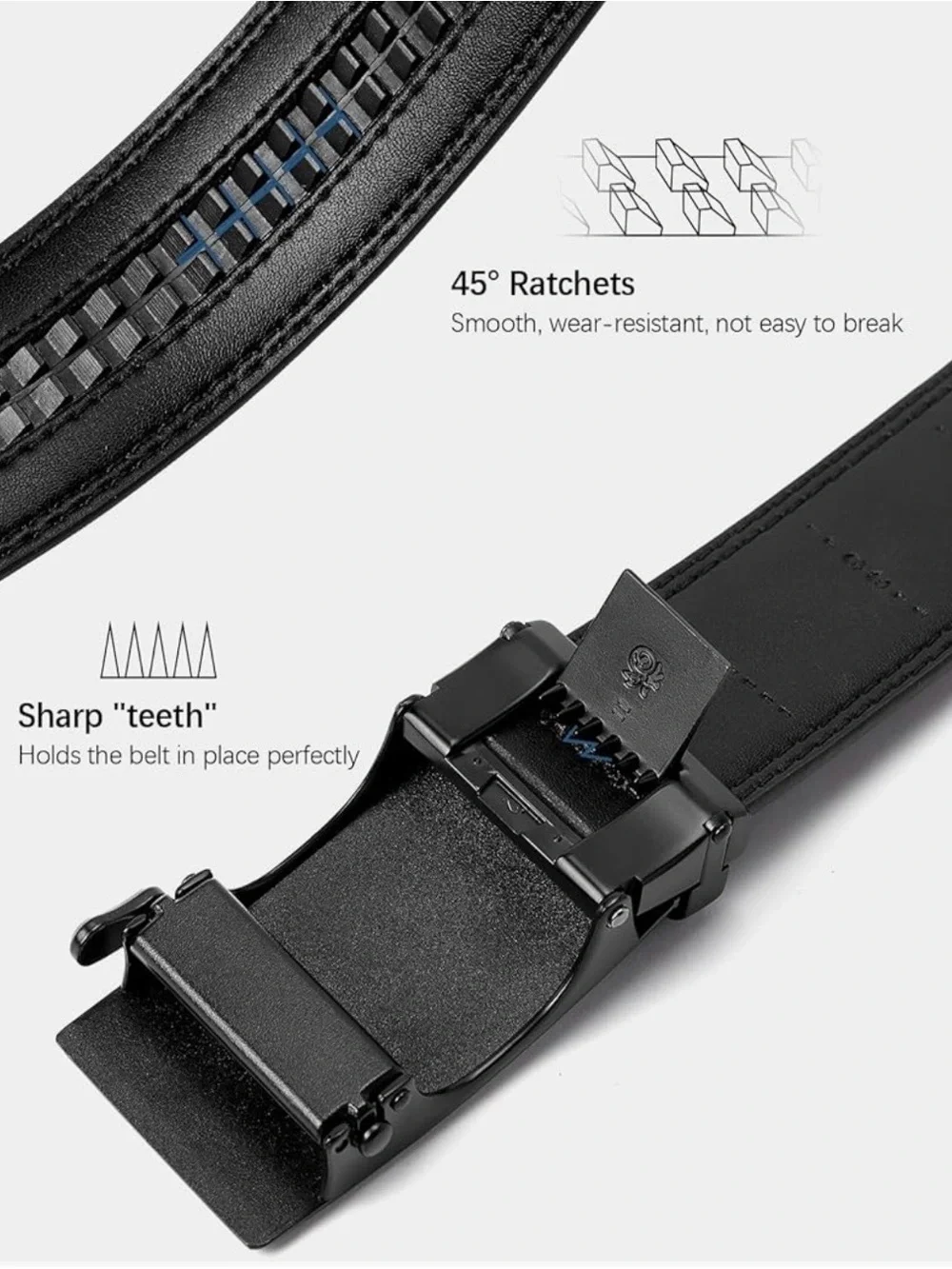 Men’s Black Belt With Black Utility Secure Buckle (Cut To Size 36-44” inch waist